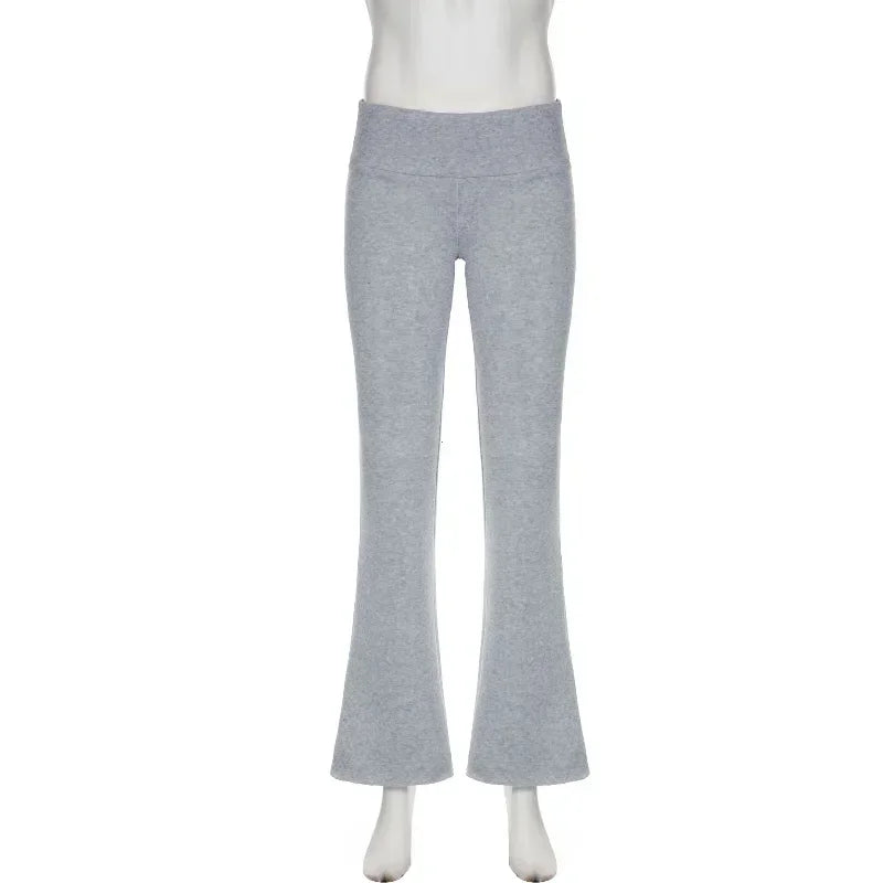 Women Low Waist Flare Pants Y2K Bootcut Streetwear
