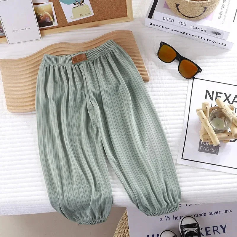 Kids Summer Thin Breathable Pants Anti Mosquito Candy Color Boys Girls Baby Trousers