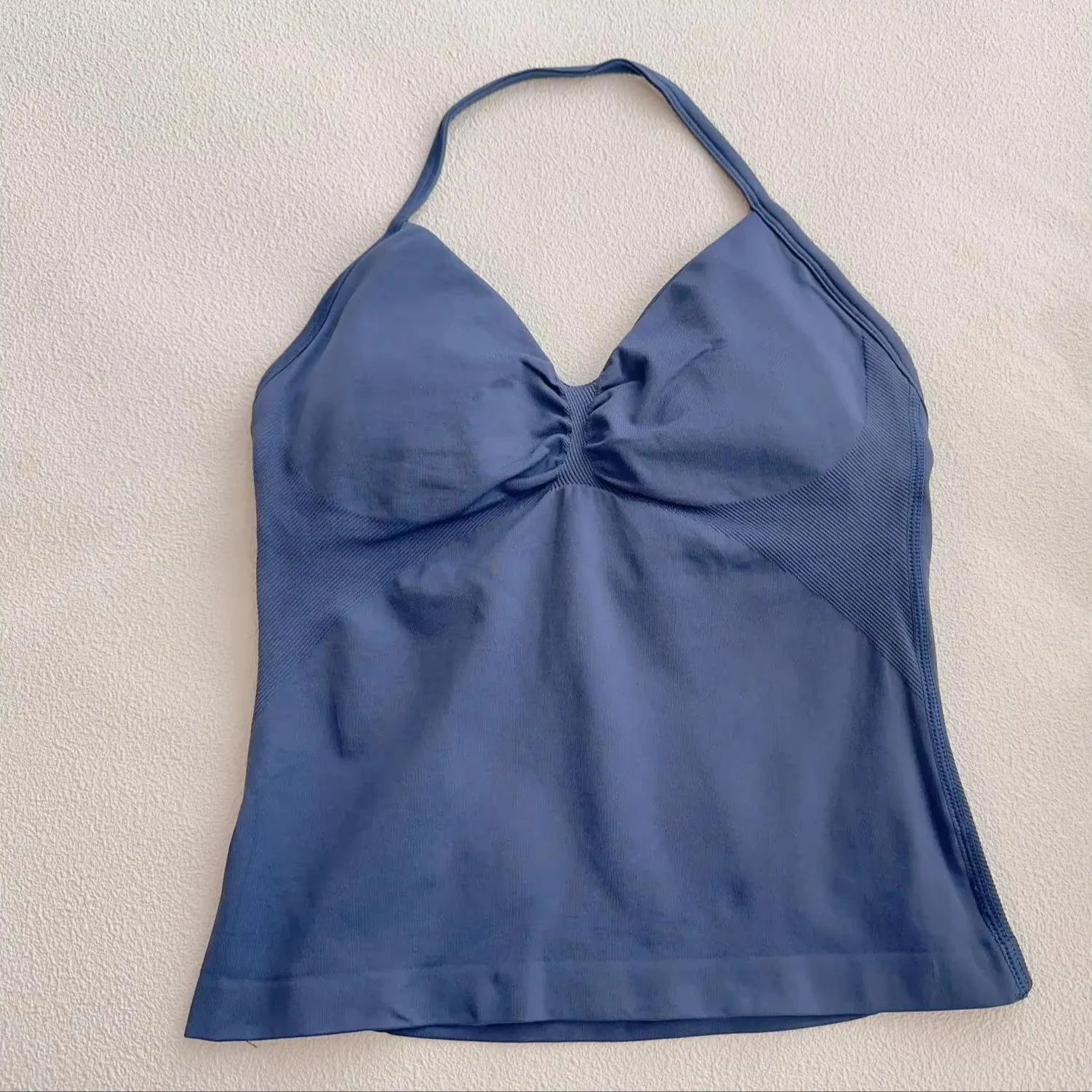 Longline Halter Yoga Tank Top Women Padded Strappy Gym Workout Sportswear