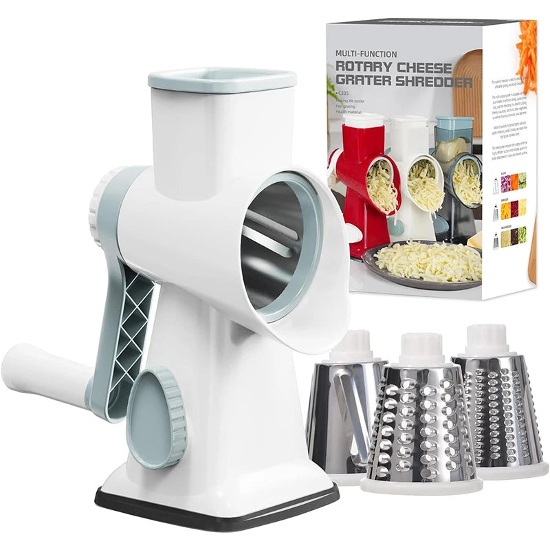 Rotary Cheese Grater with 3 Blades