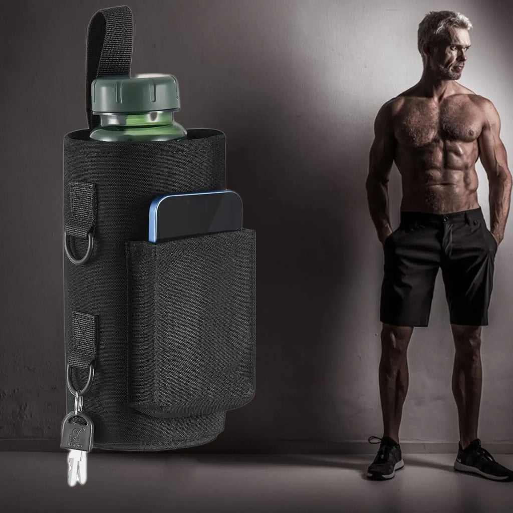 Magnetic Gym Water Bottle Bag Sling Holder Non Slip Portable Fitness Carrier