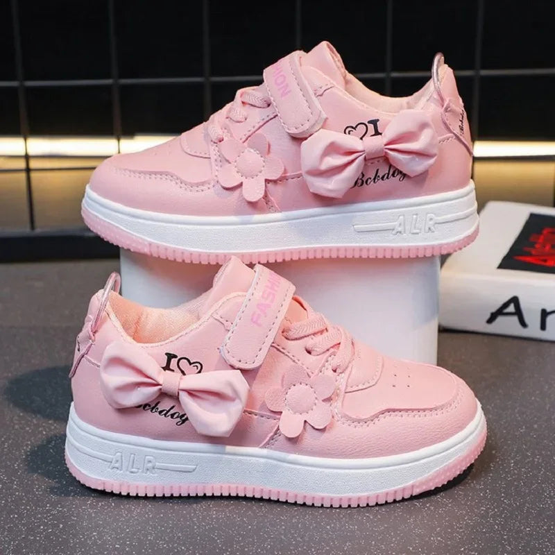 Girls Bow Sneakers Soft Sole Casual Running Shoes for Teens