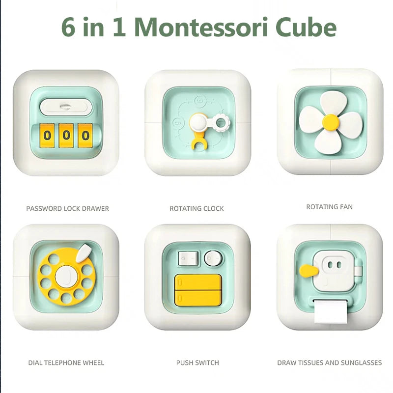 6 in 1 Montessori Busy Board Sensory Activity Cube