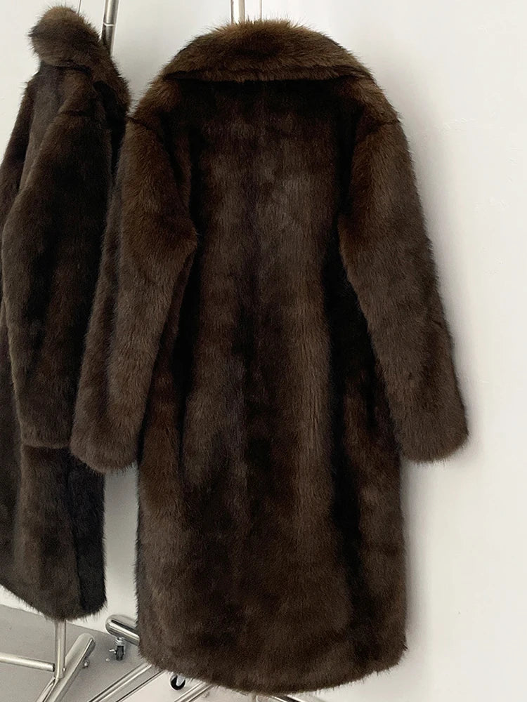 Women Faux Fur Jacket Thick Warm Fluffy Winter Coat