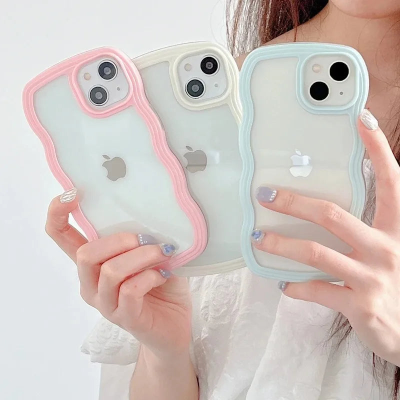 Candy Wavy Lines Transparent Bumper iPhone Case
