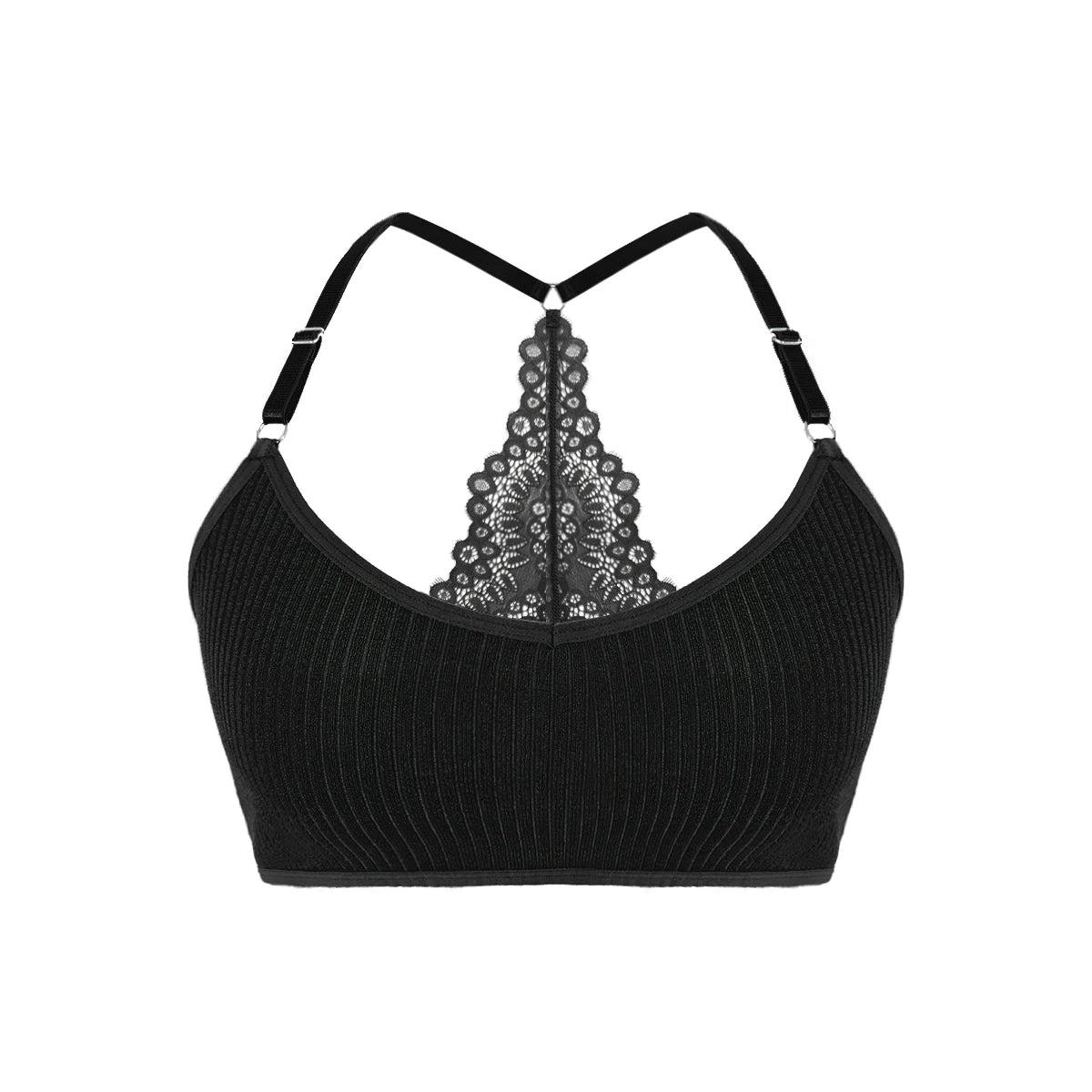 Sexy Lace Back Bralette Women Wireless Bra Backless Ribbed Camisole Breathable Comfortable Lingerie Top