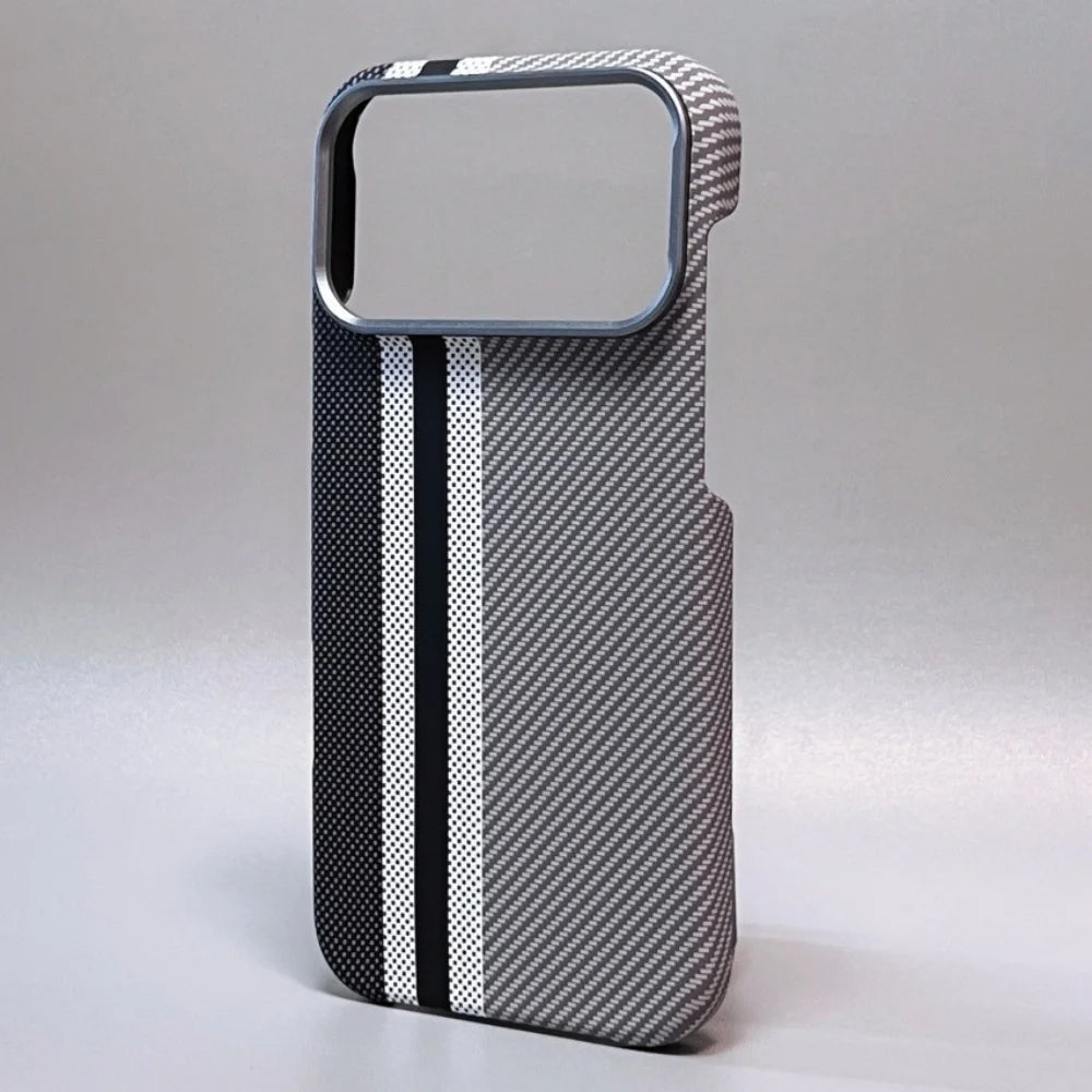 Kevlar Texture Magnetic Shockproof Metal Lens iPhone Case