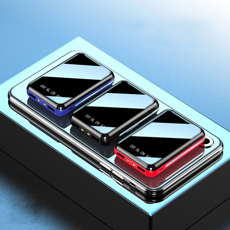 Mini Power Bank 20000mAh Portable Charger Mirror LED Display External Battery for iPhone Xiaomi Huawei Samsung