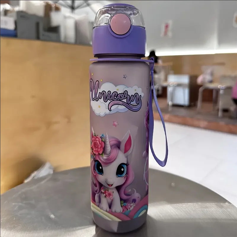 Cute Cartoon Water Bottle 700ml – BPA Free Leakproof Kids Drinking Bottle with Straw for School & Outdoor