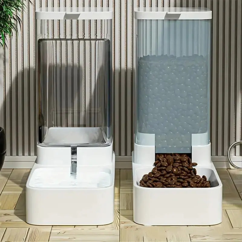 Automatic Gravity Dog Feeder and Water Dispenser Set Plastic Pet Feeding Bowl