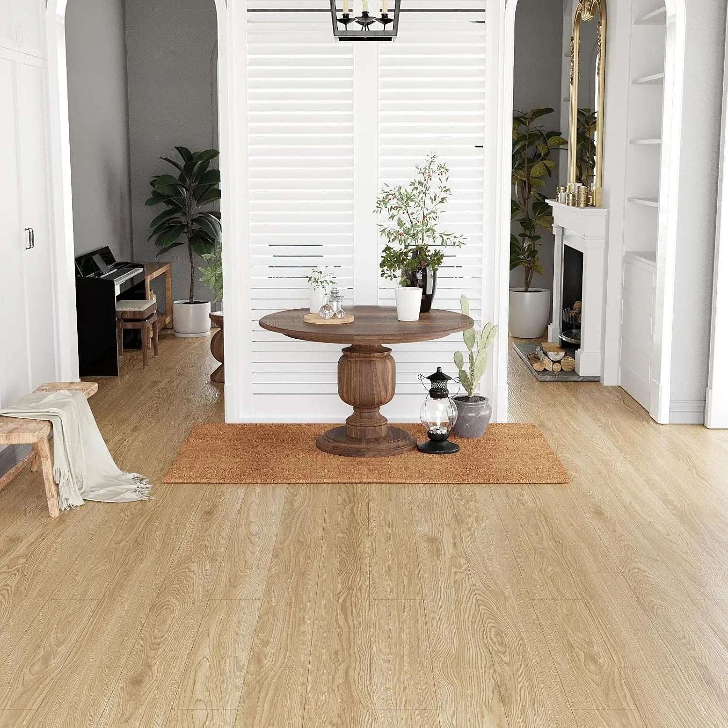 Peel and Stick Wood Grain Floor Sticker Self Adhesive Scratch Resistant Flooring