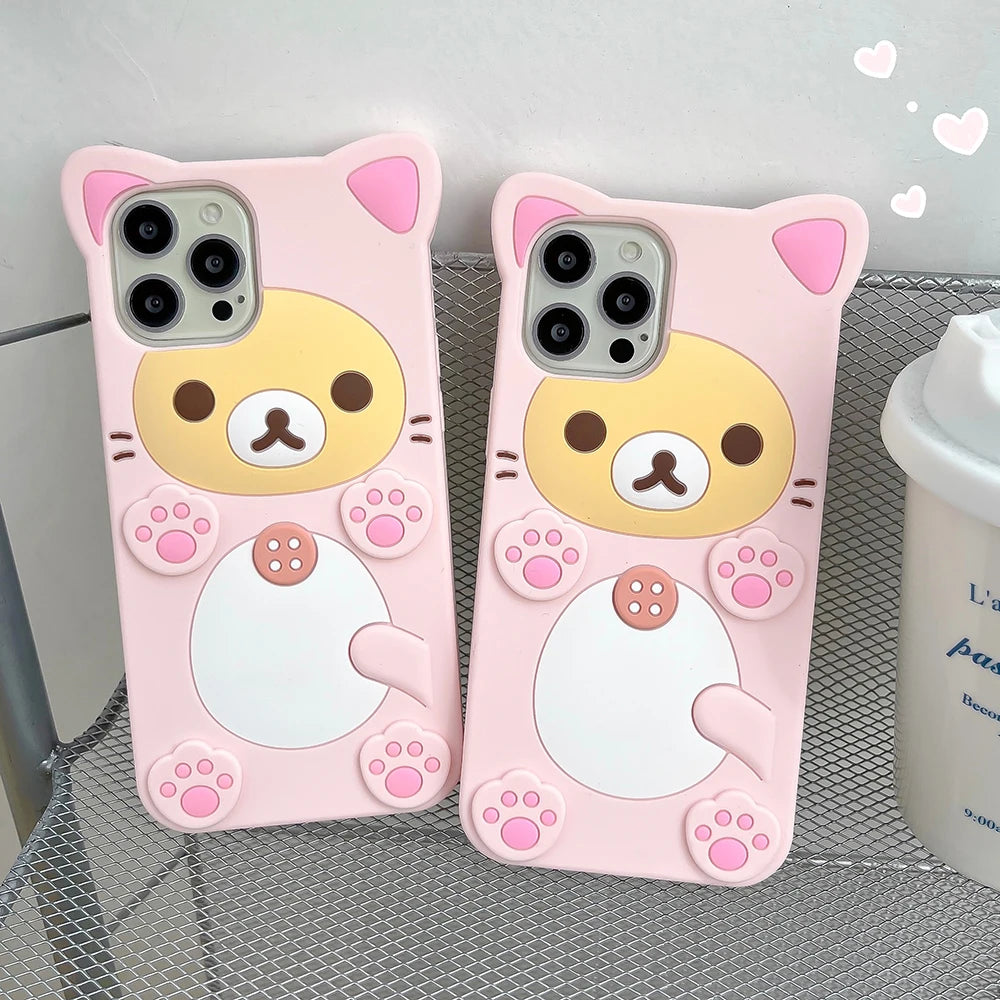 3D Rilakkuma Bear Kawaii Soft Silicone iPhone Case