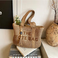 French Style Woven Straw Tote Bag Large Capacity Beach Shoulder Bag
