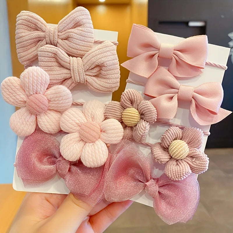 10pcs Bow Flower Hair Ties for Ponytails