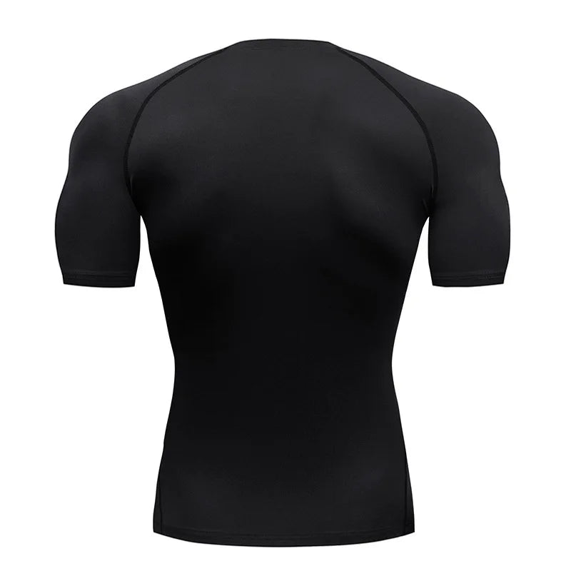 Men Bat Print Compression T Shirt Short Sleeve Gym Running Fitness Tee