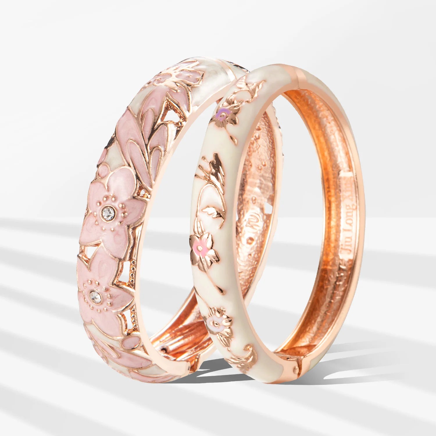 Women Double Enamel Bangle Set Cloisonne Metal Bracelet