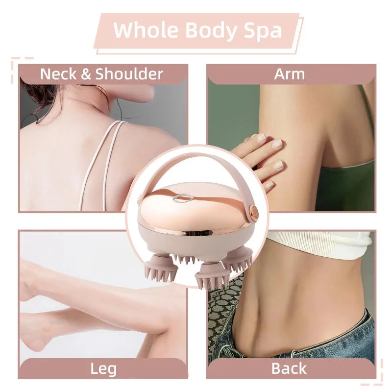 Rechargeable Scalp Massager Waterproof Head and Body Stress Relief