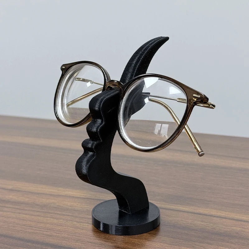 3D Printed Eyeglass Holder Minimalist Human Face Desk Stand for Glasses