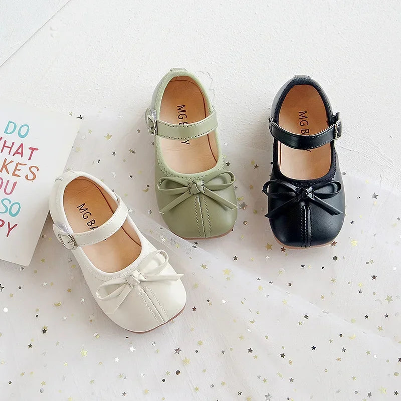 Baby Girls Mary Jane Flats Butterfly PU Leather Shoes for Kids