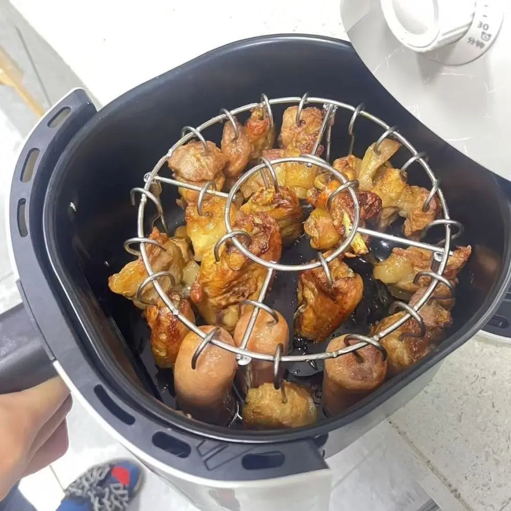 Stainless Steel Vertical BBQ Skewer Grill Rack Holder