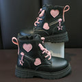 Girls Pink Love Side Zip Winter Boots Soft Sole PU Princess Shoes