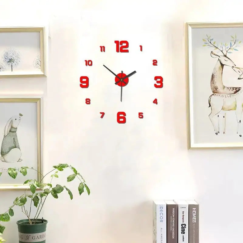 DIY Frameless Wall Clock Large 3D Wall Sticker Modern Home Decor Silent Clock