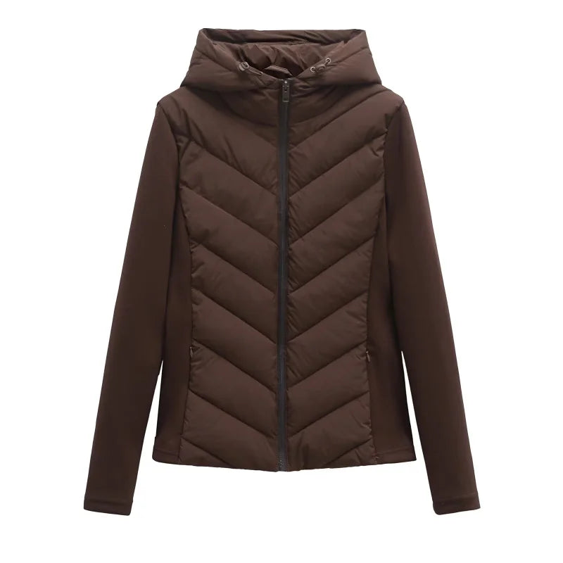 Women Hooded Patchwork Cotton Jacket