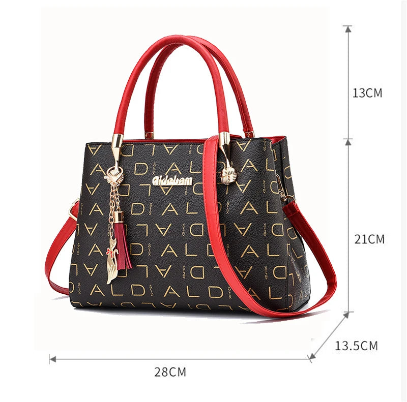 Women PU Leather Crossbody Tote Bag Large Capacity Handbag