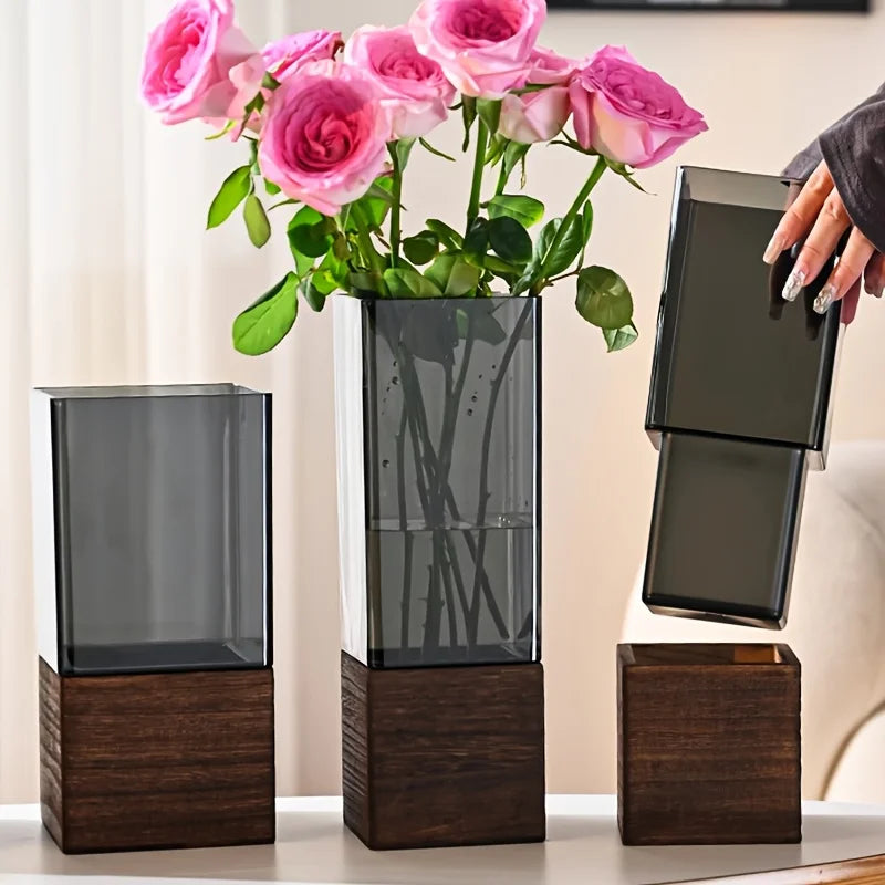 Nordic Acrylic Vase with Base Minimalist Flower Vase for Table Decor Gift