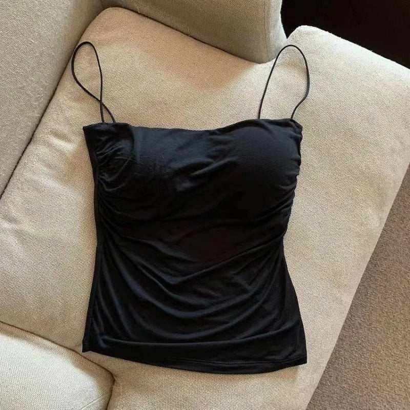Women White Fitted Camisole Sleeveless Tank Top