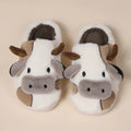 Cow Milk Fuzzy Slippers Women Winter Plush Soft Cozy Cartoon House Bedroom Shoes
