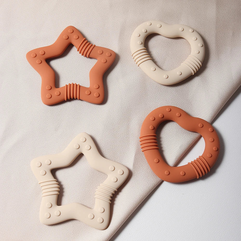 Food Grade Silicone Baby Teether Star Heart Teething Toy