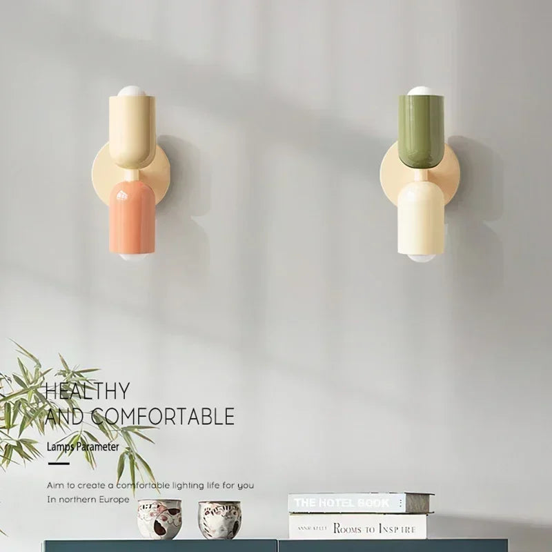 Nordic Colorful Wall Lamp Bedside Macaron Style Bedroom Corridor Lighting Decor