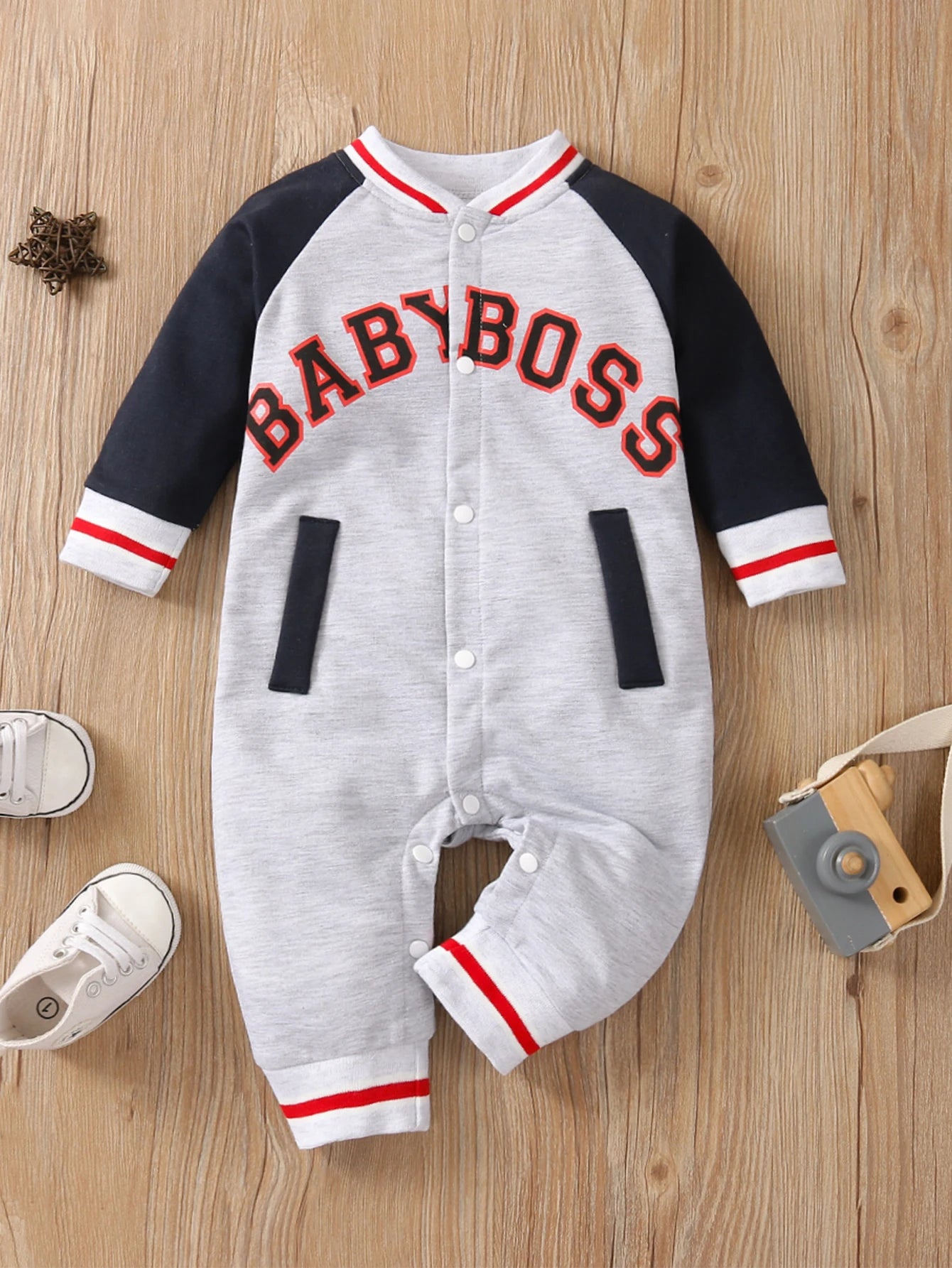 Baby Boy Letter Print Long Sleeve Jumpsuit