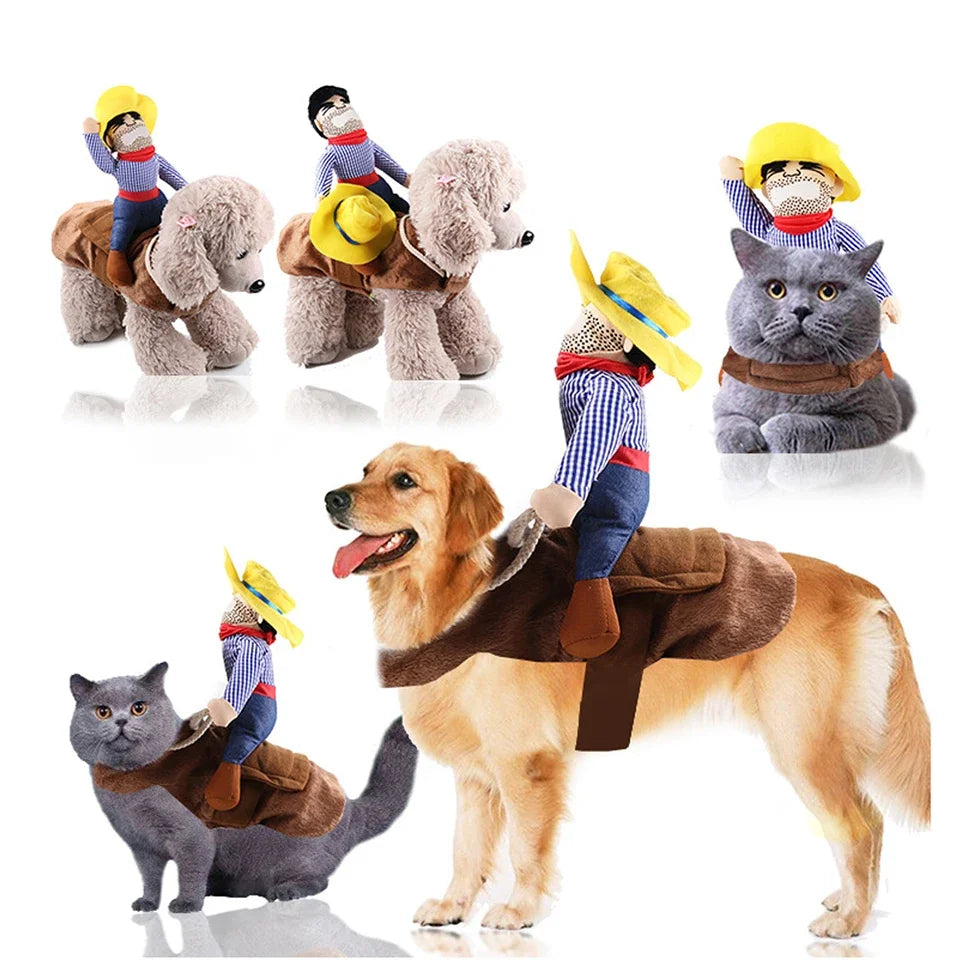 Dog Cowboy Halloween Costume Funny Pet Jacket for Small to Large Dogs