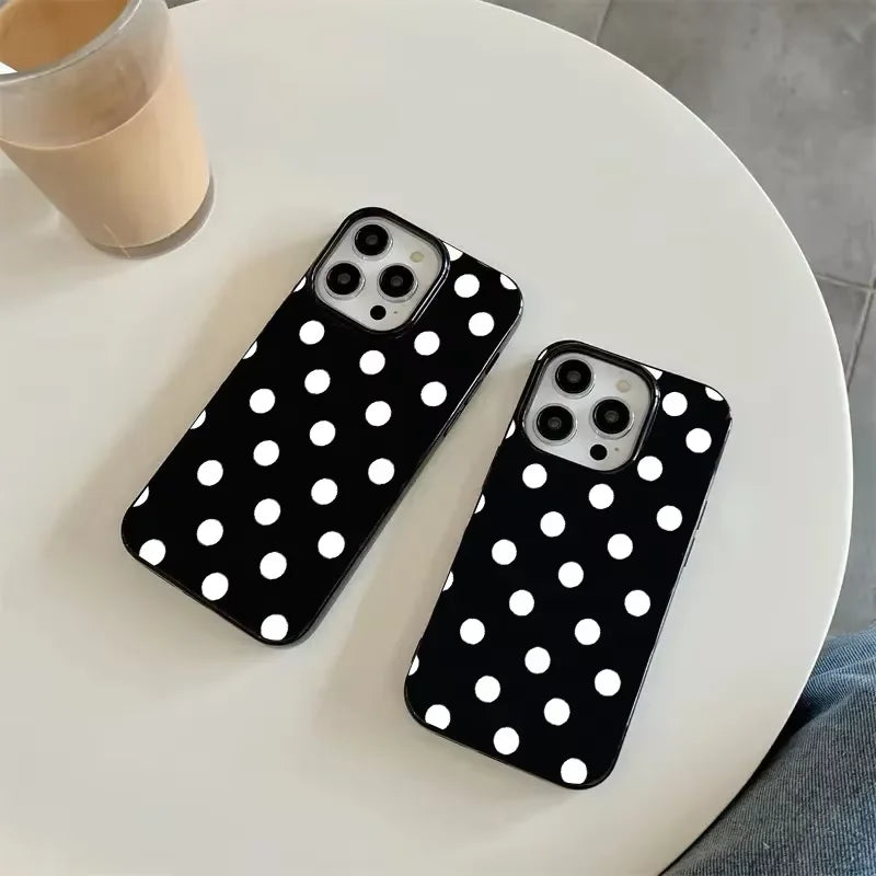White Polka Dots Shockproof Soft iPhone Case