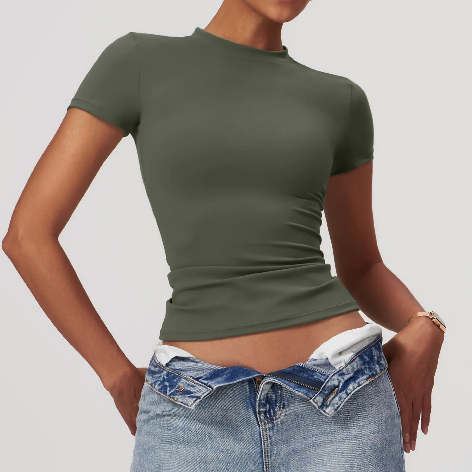 Women Running Sports T Shirt Short Sleeve Breathable Slim Fit Yoga Gym Top