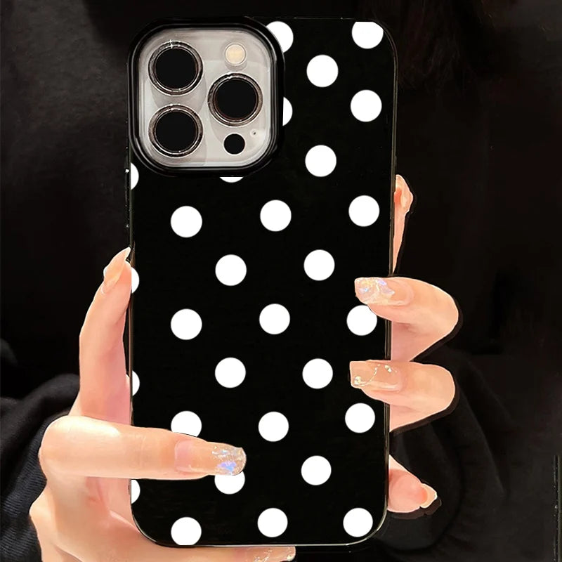 White Polka Dots Shockproof Soft iPhone Case