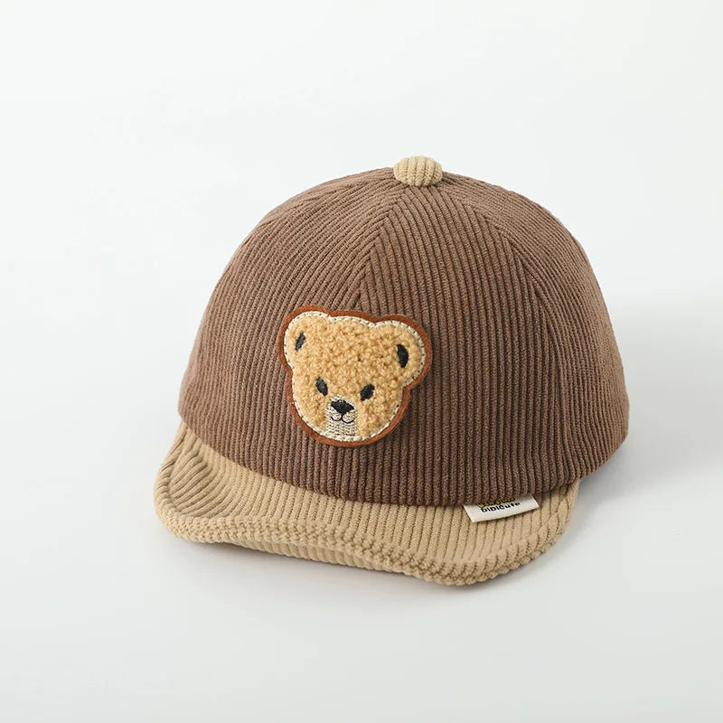 Corduroy Baby Bear Ear Hat Adjustable Toddler Baseball Cap