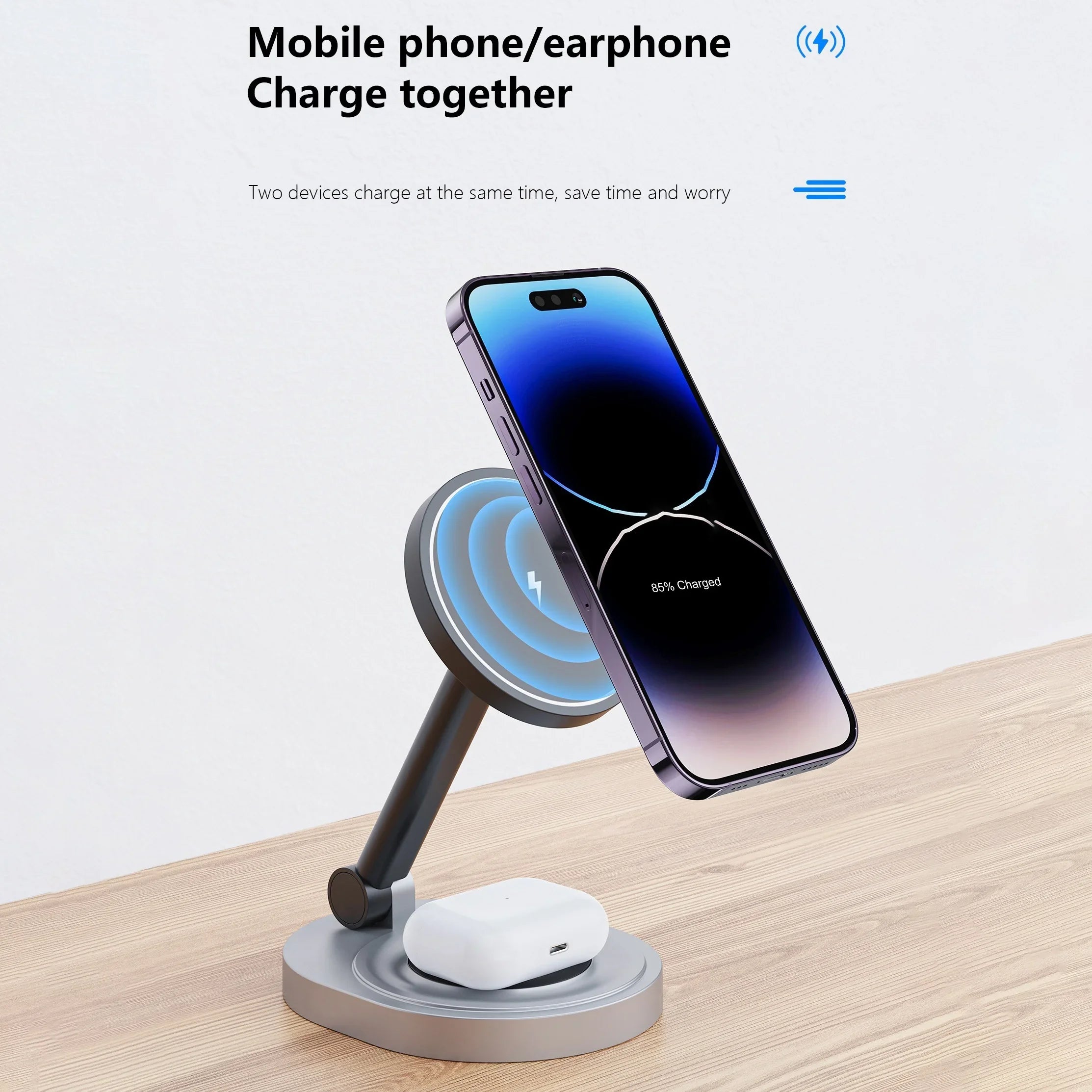 2 in 1 Magnetic Wireless Charger Stand for iPhone Apple Watch AirPods Fast Charging