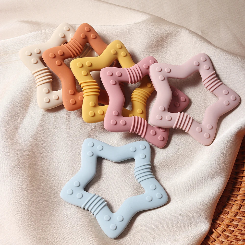 Food Grade Silicone Baby Teether Star Heart Teething Toy
