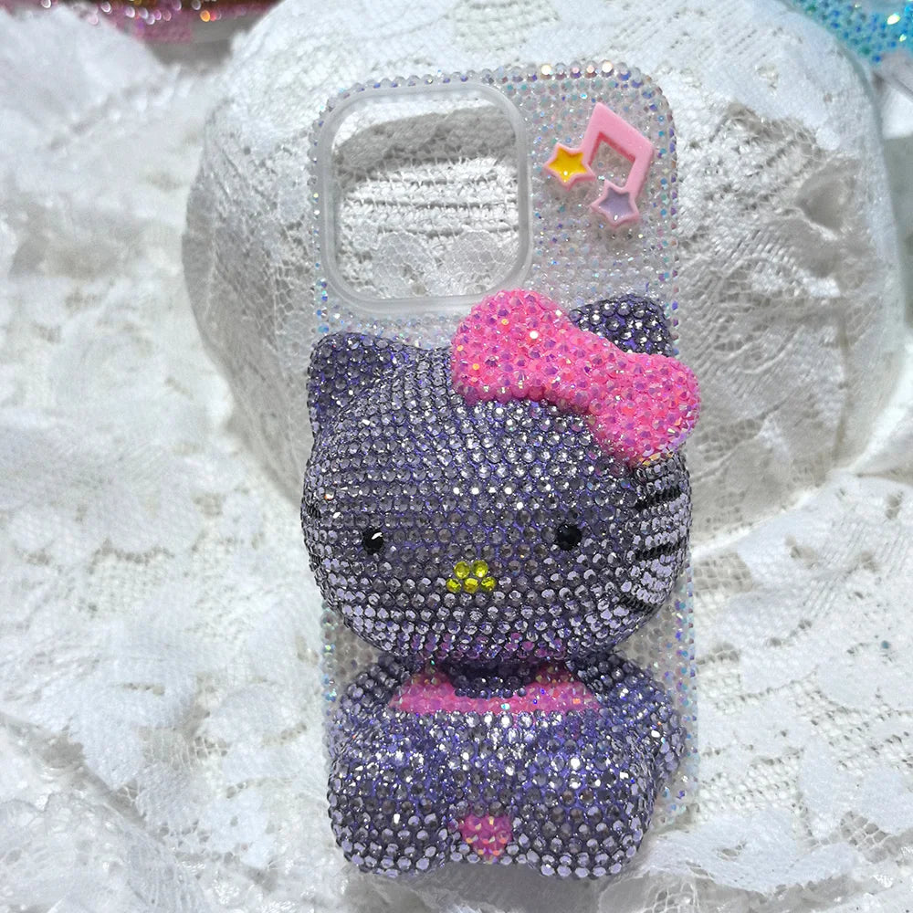 Christmas Hello Kitty Rhinestone Crystal Chain Transparent iPhone Case