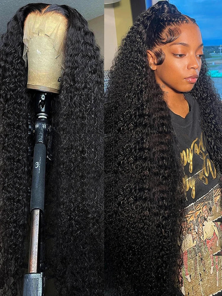 Deep Wave Wig Human Hair – HD Lace Front Glueless Curly Wig (22–50 Inch)