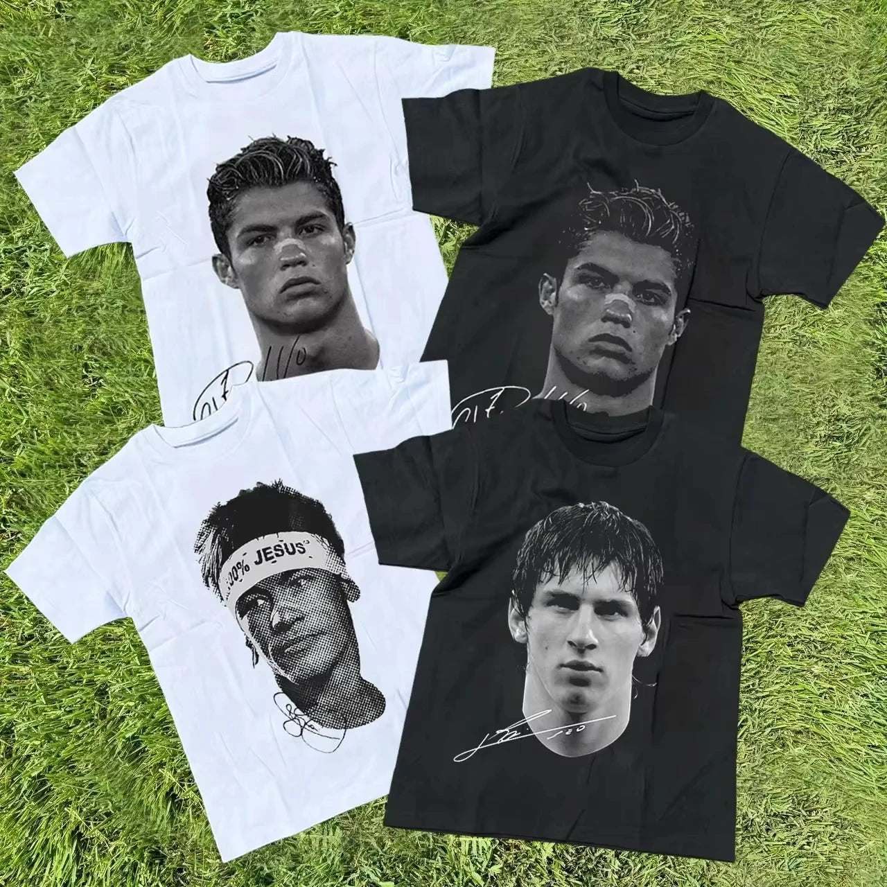 Ronaldo, Neymar & Messi Graphic Print Cotton Shirt