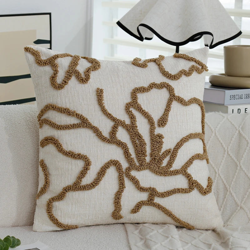 45x45 Boho Chenille Throw Pillow Cover Soft Geometric Cushion Case for Sofa Living Room