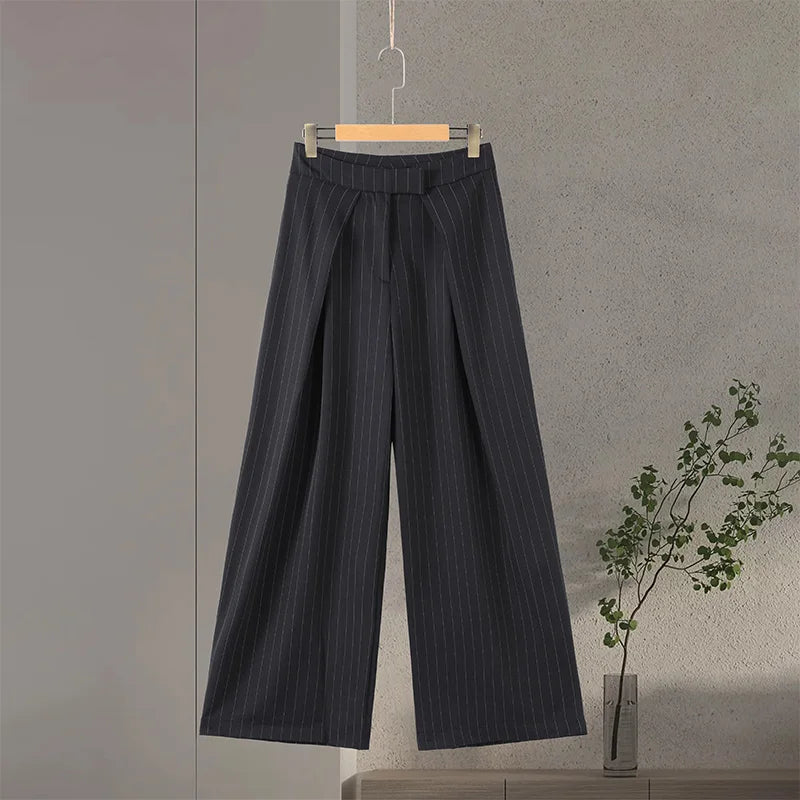 Women Striped Wide Leg Pants High Waist Loose Trousers Spring 2026