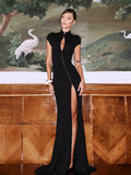 Bodycon Split Dress for Women Metal Buckle Party Outfit
