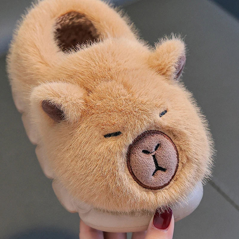 Kids Capybara Plush Slippers Warm Non Slip House Shoes for Boys & Girls