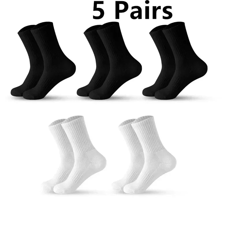 Men Cotton White Sports Socks Breathable Long Tube Socks Multi Pairs Big Size