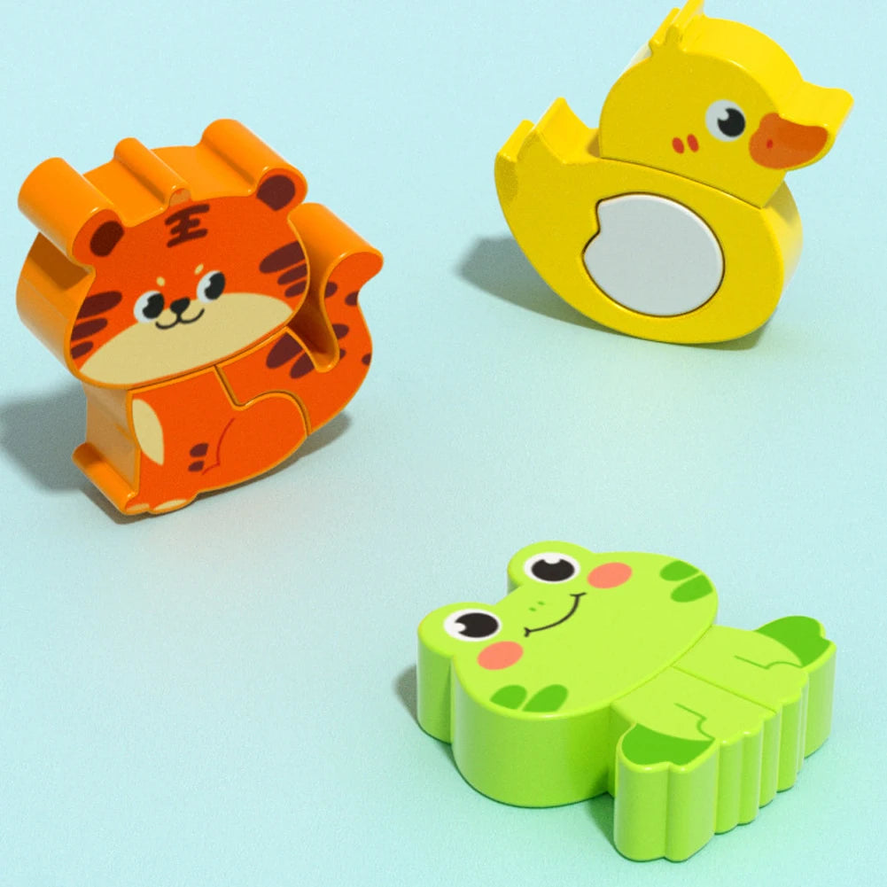 4 in 1 Wooden Animal Puzzle Educational Toy for Kids